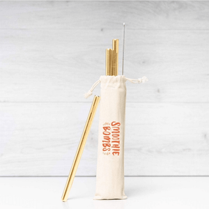 The Smoothie Bombs Set of 3 Straws Gold Reusable Thick Smoothie Straw Set